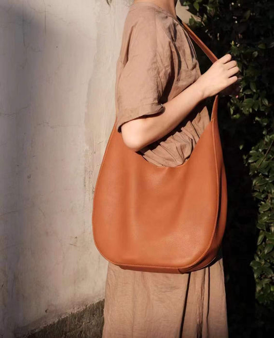 Large casual leather crossbody bag